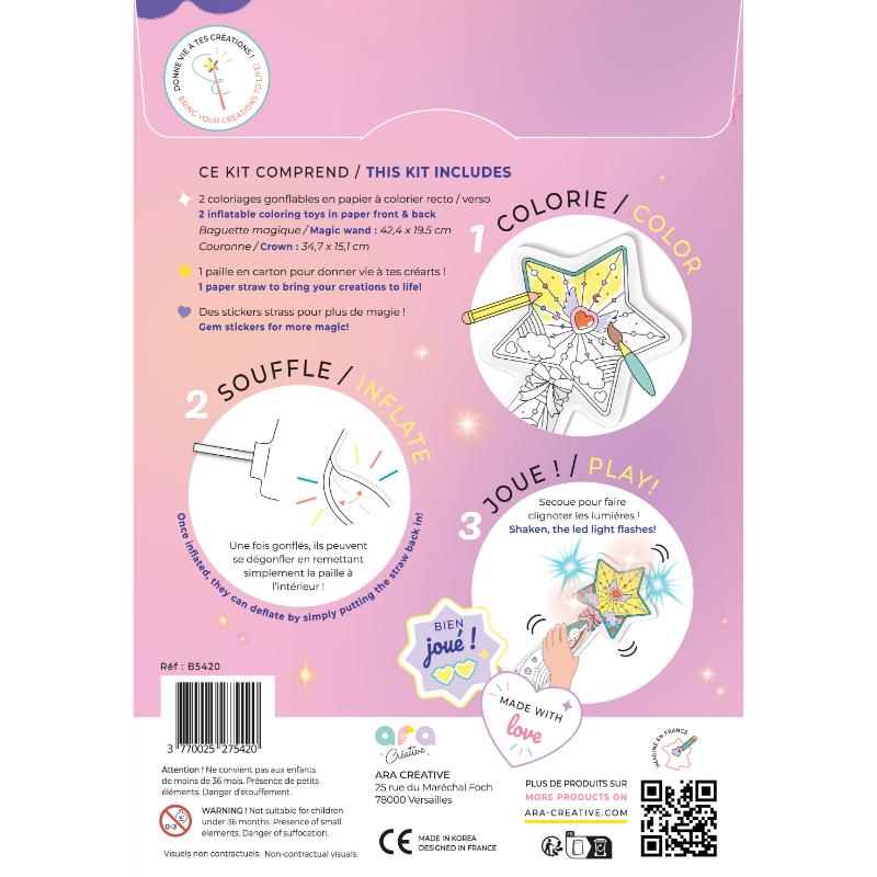 Ara Creative Opblaasbare kleurplaten Kroon en Toverstaf - Afbeelding 3