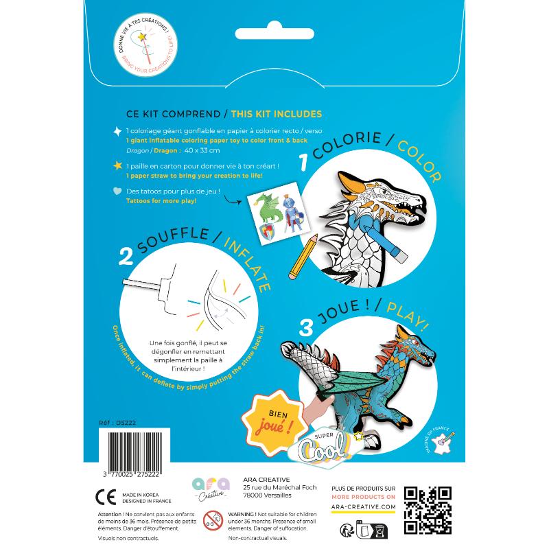 Ara Creative Opblaasbare kleurplaat Reuzen Draak - Afbeelding 3