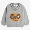 Mini Rodini ET intarsia V-neck sweater