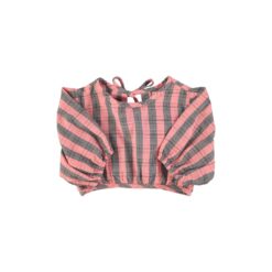 piupiuchick cropped blouse balloon sleeves pink & green checkered