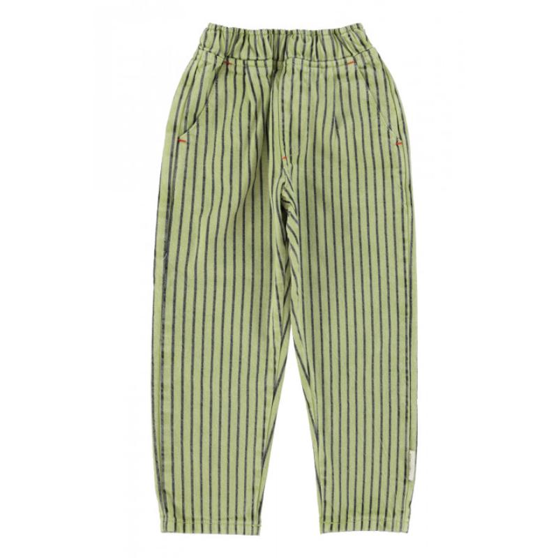 piupiuchick unisex trousers green indigo stripes
