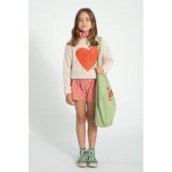Alternative view of piupiuchick knitted sweater ecru red heart print