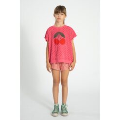 Alternative view of piupiuchick sleeveless sweatshirt pink cherry print