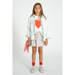 Alternative view of piupiuchick short skirt light blue red hearts