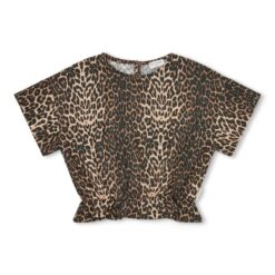 Petit Blush Blouse Elastic Waist Leopard AOP