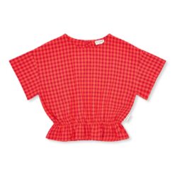 Petit Blush Blouse Elastic Waist Check Red