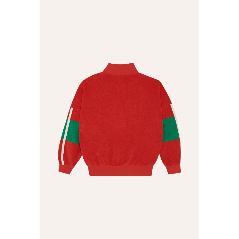 The Campamento Red Color Block Zipped Sweatshirt