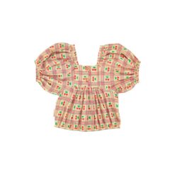 piupiuchick cropped blouse balloon sleeves light yellow cherries