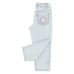 piupiuchick unisex trousers washed light blue denim