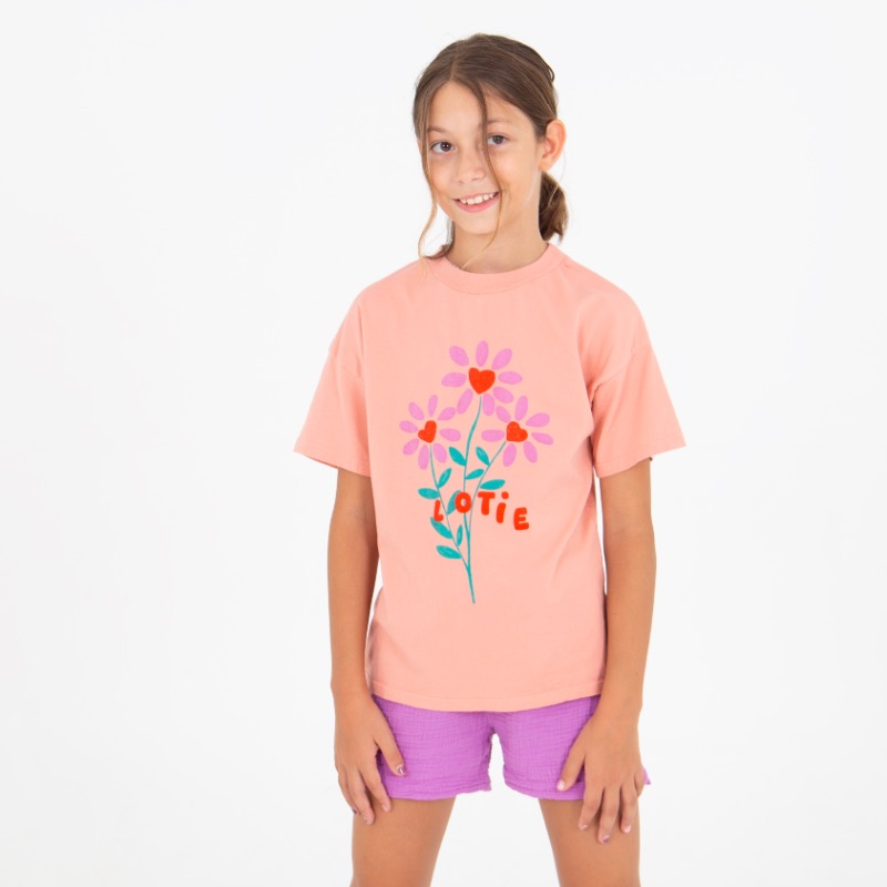 lotiekids wide fit shirt flowers clay pink