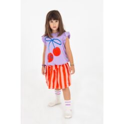 lotiekids woven skirt red stripes clay pink