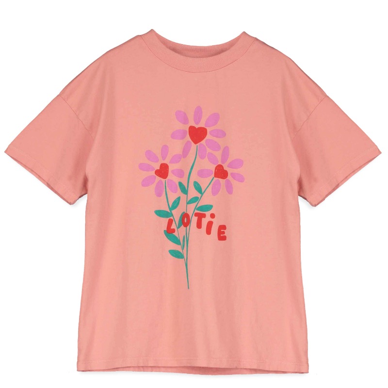 lotiekids wide fit shirt flowers clay pink
