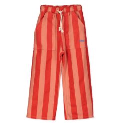 lotiekids wide fit twill pocket pants red stripes papaya