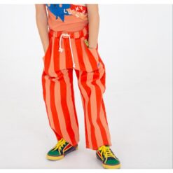 Alternative view of lotiekids wide fit twill pocket pants red stripes papaya