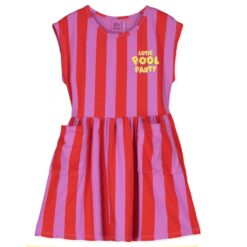 lotiekids sleeveless dress lotie pool party red stripes magenta