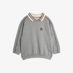 Mini Rodini Panther patch piping collar sweatshirt Grey Melange