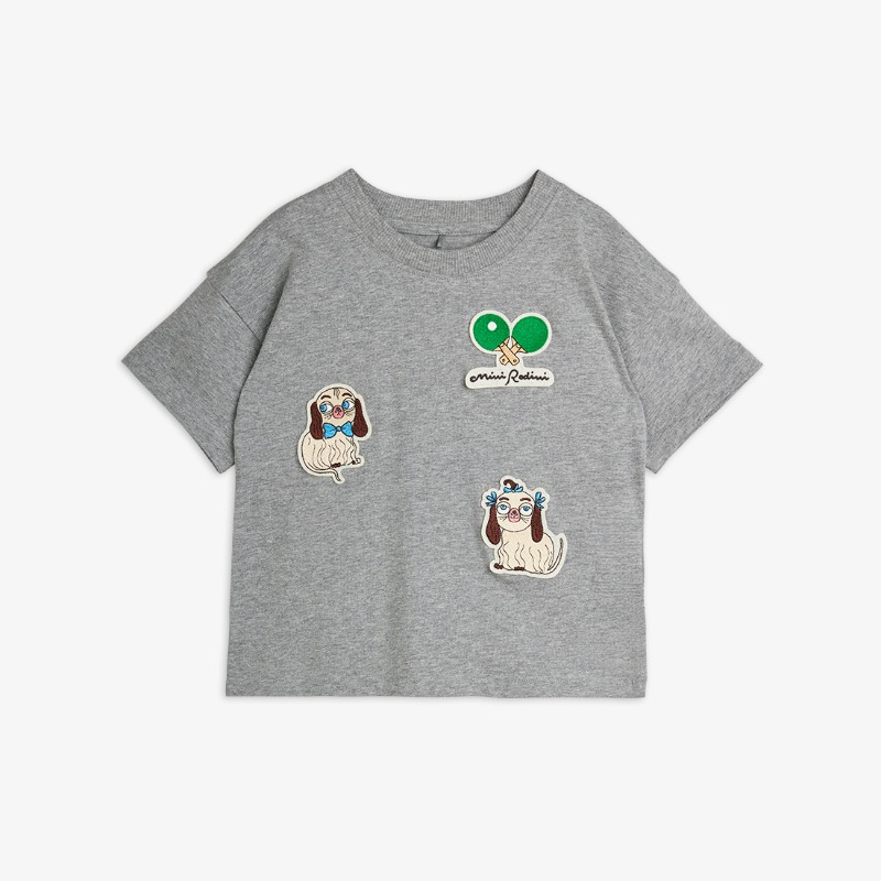 Mini Rodini Minibabies patches tee Grey Melange