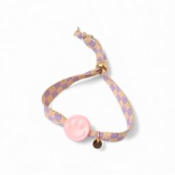 Love Issue Armbandje Happy smiley2.0 pink checked lila