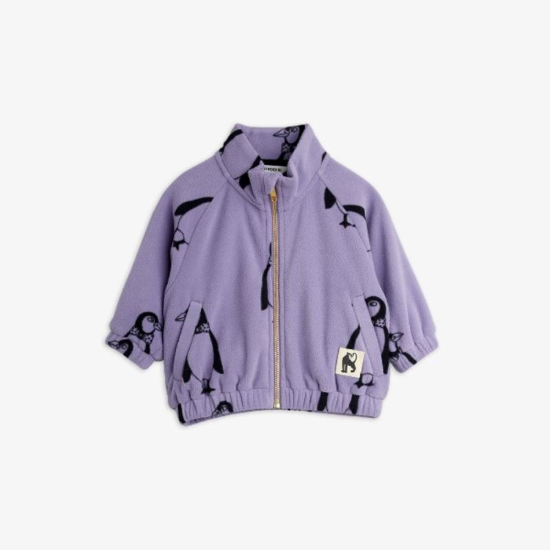 Mini Rodini Penguin fleece jacket purple