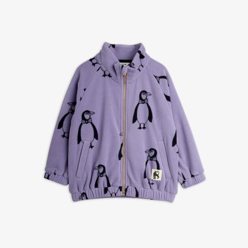 Mini Rodini Penguin fleece jacket purple - Afbeelding 4