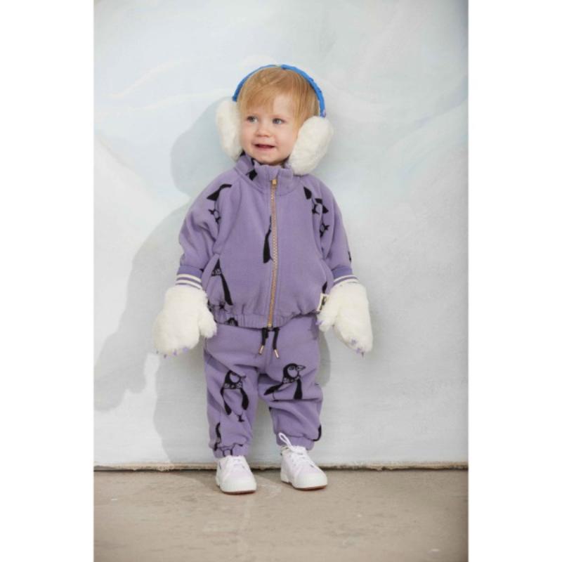 Mini Rodini Penguin fleece jacket purple - Afbeelding 3