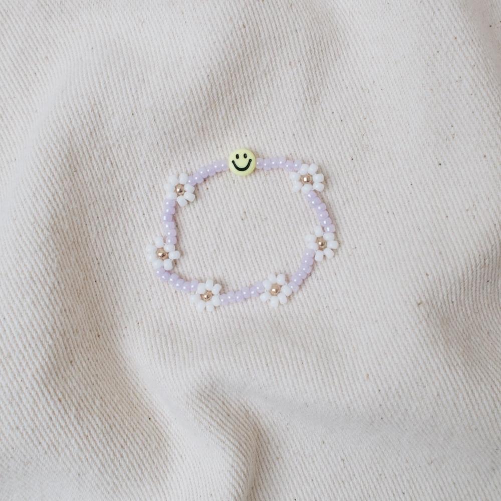 Love Issue Armbandje Daisy smiley yellow lila