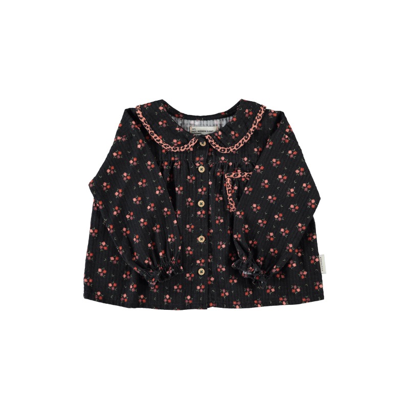 piupiuchick peter pan collar blouse black flowers