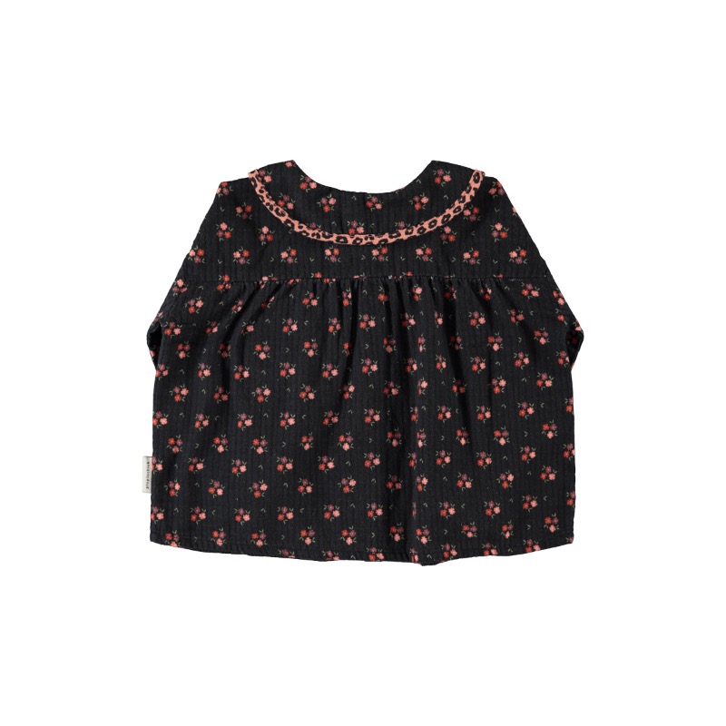 piupiuchick peter pan collar blouse black flowers - Afbeelding 2