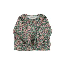 piupiuchick blouse round collar green multicolor flowers