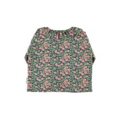 piupiuchick blouse round collar green multicolor flowers