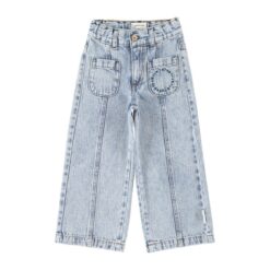 piupiuchick flare trousers faded light blue denim