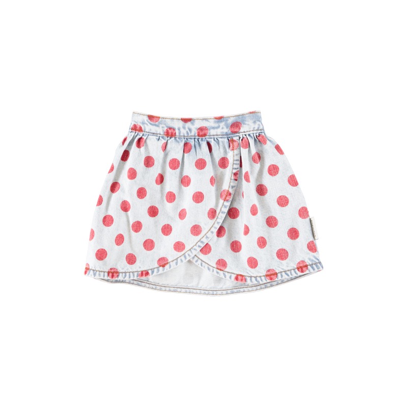piupiuchick short skirt light blue denim red dots