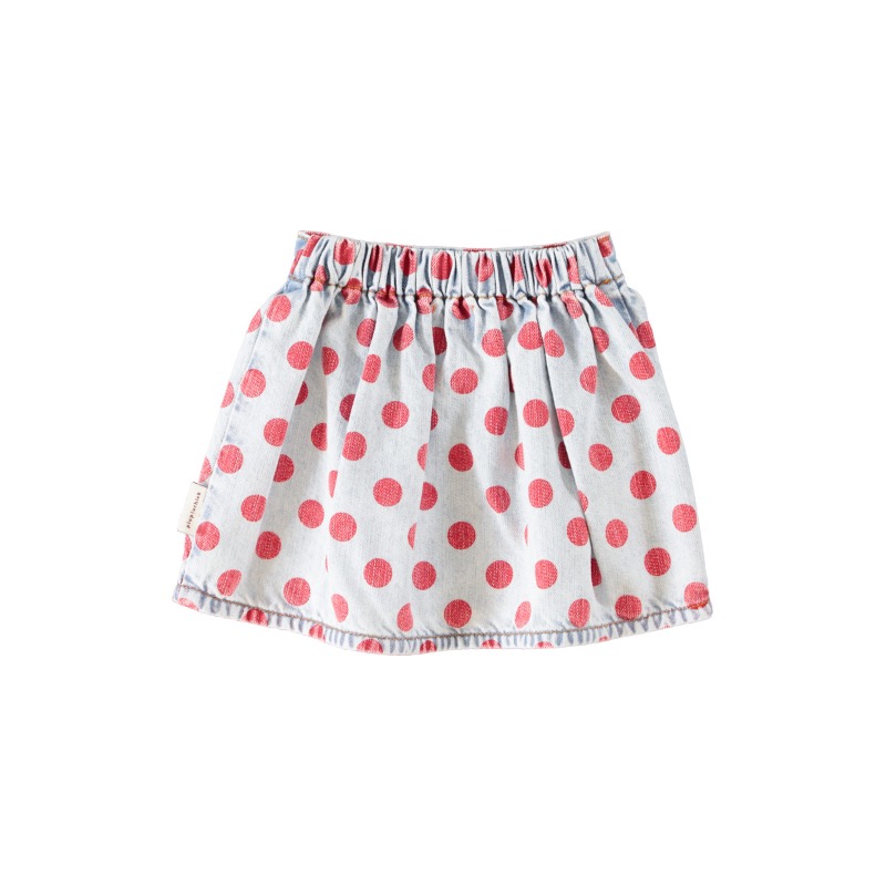 piupiuchick short skirt light blue denim red dots