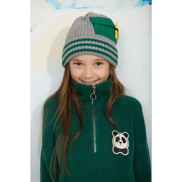 Mini Rodini Panda patch chunky knit half zip sweater - Afbeelding 4