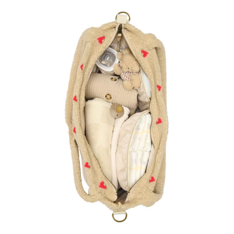 Studio Noos Ecru Teddy Heart diaper bag