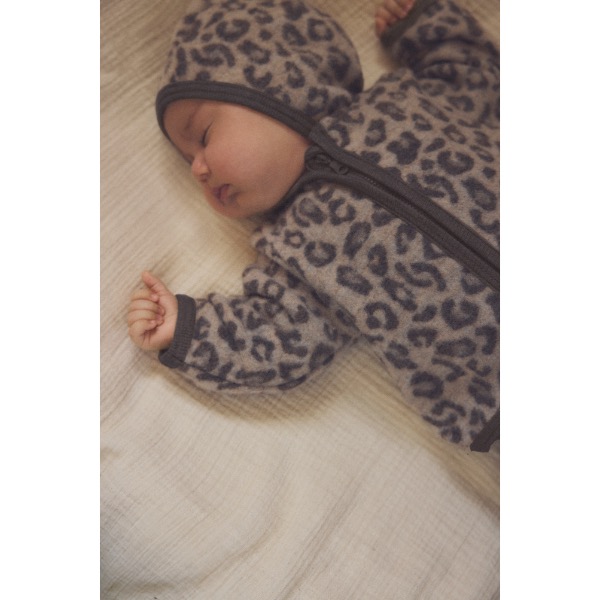 HUTTEliHUT Bonnet Wool Fleece Leopard - Afbeelding 2