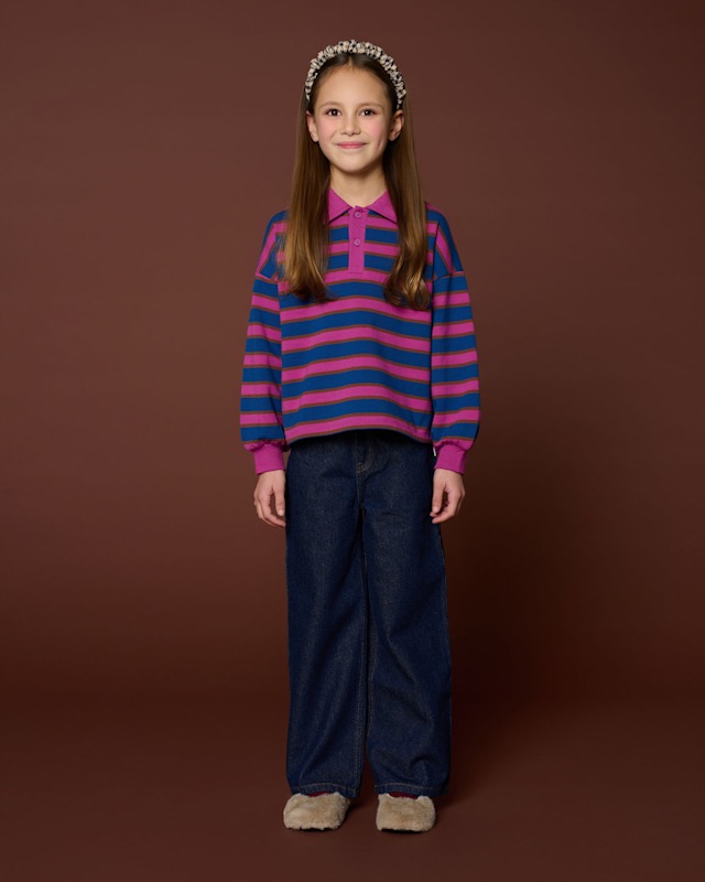 Petit Blush Polo Sweater Stripe