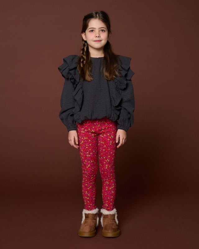 Petit Blush Romantic Ruffle Blouse Dark Grey