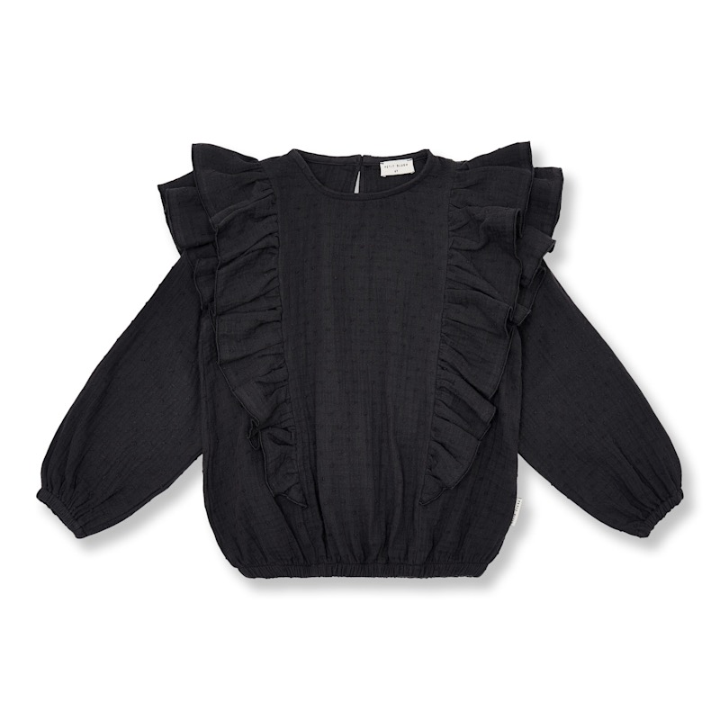 Petit Blush Romantic Ruffle Blouse Dark Grey