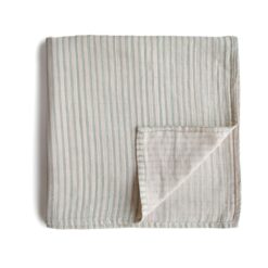 Mushie Swaddle Sage Stripes