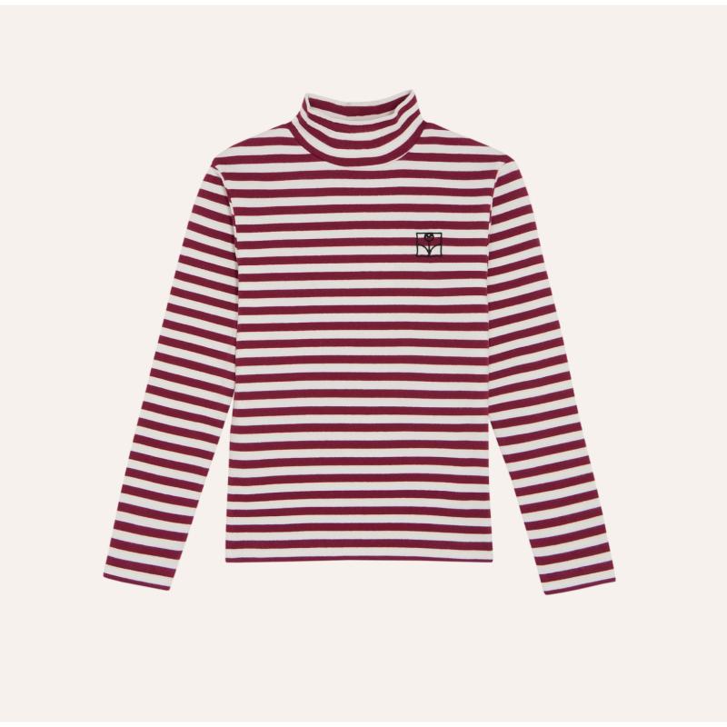 The Campamento Burgundy Stripes Turtle Neck Tshirt