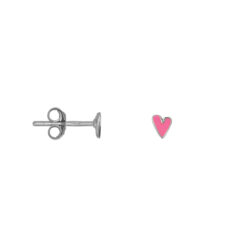 Bibi Camille Mini Heart Light Pink Stud Earring Silver
