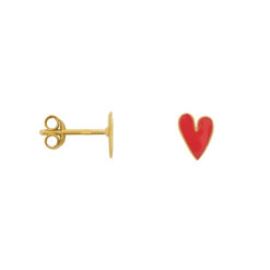 Betty Bogaers Medium Neon Pink Heart Stud Earring Gold Plated
