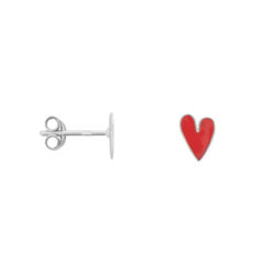 Bibi Camille Medium Neon Pink Heart Stud Earring Silver