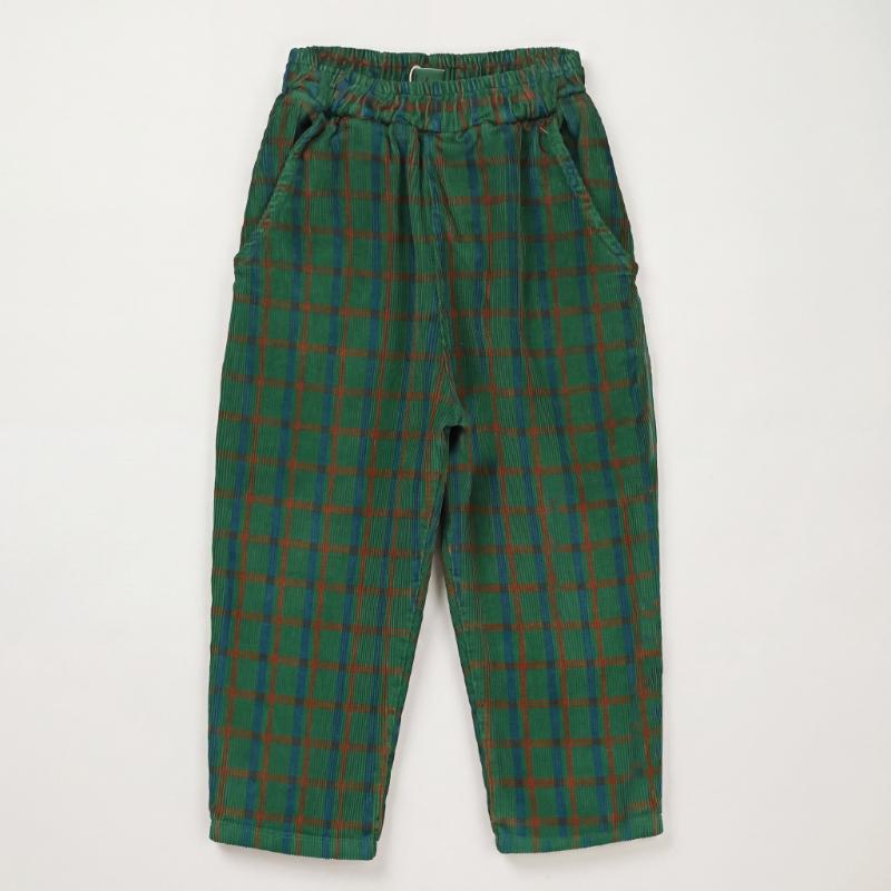 lotiekids Corduroy Wide Pants Plaid Green
