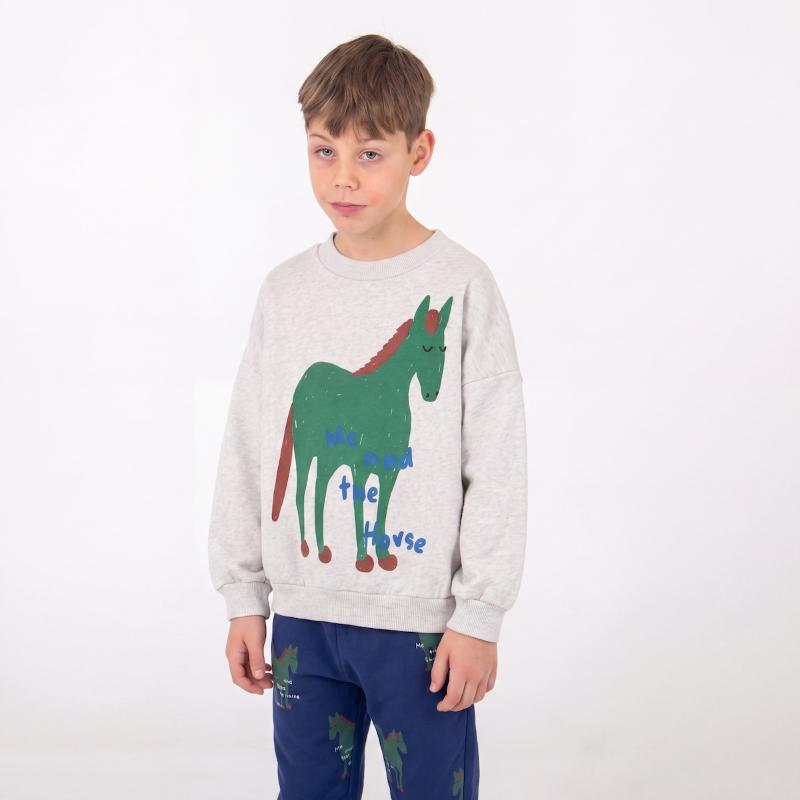 lotiekids Sweatshirt Me and The Horse Light Grey Melange