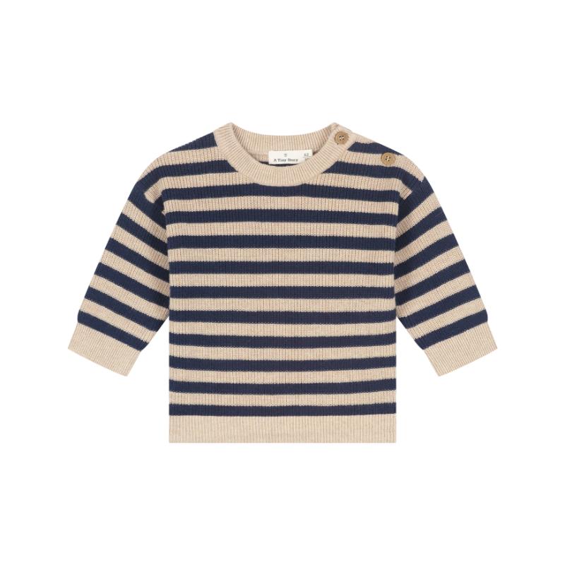 A Tiny Story baby knit sweater dark blue stripe TIN26629342
