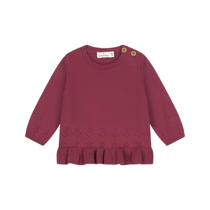A Tiny Story baby knit sweater dark red TIN26629344