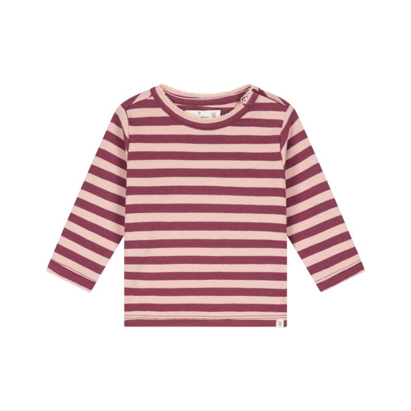 A Tiny Story baby t-shirt long sleeve dark red stripe TIN26629645