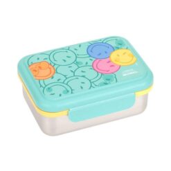 Lassig Stainless Steel Lunchbox turquoise smiley